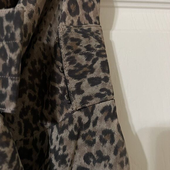 AllSaints Cancity Patch Ruched Wrap Dress US Sz 4 Leopard Print Chiffon - Picture 6 of 9